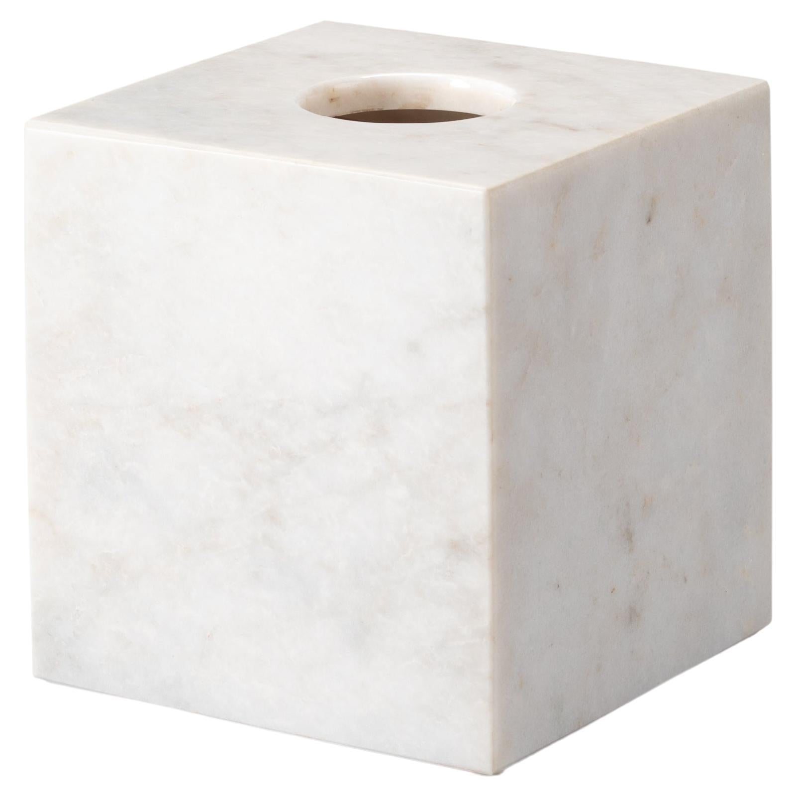Caja de pañuelos cuadrada de mármol blanco