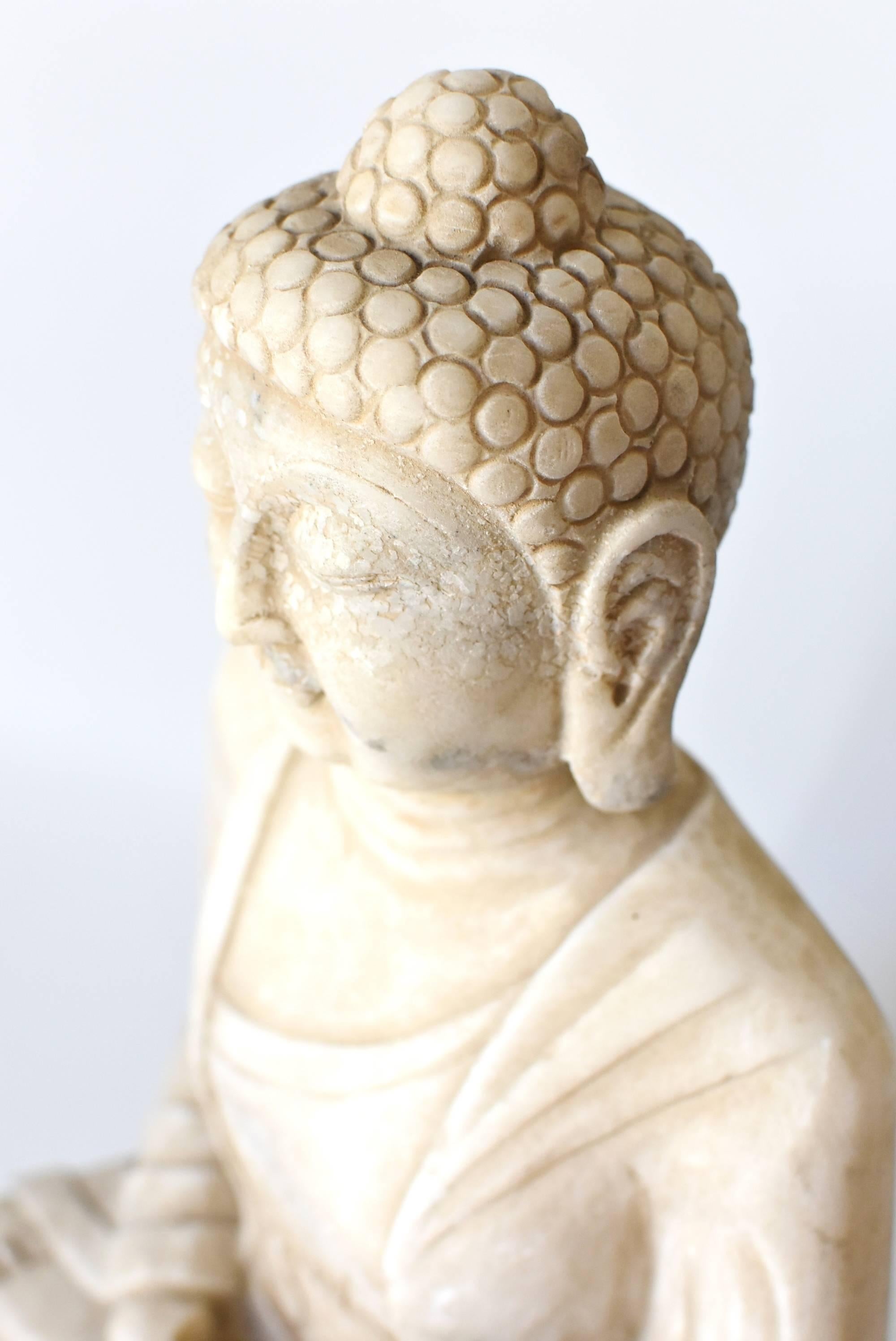 White Marble Stone Buddha Statue, Hand-Carved 3