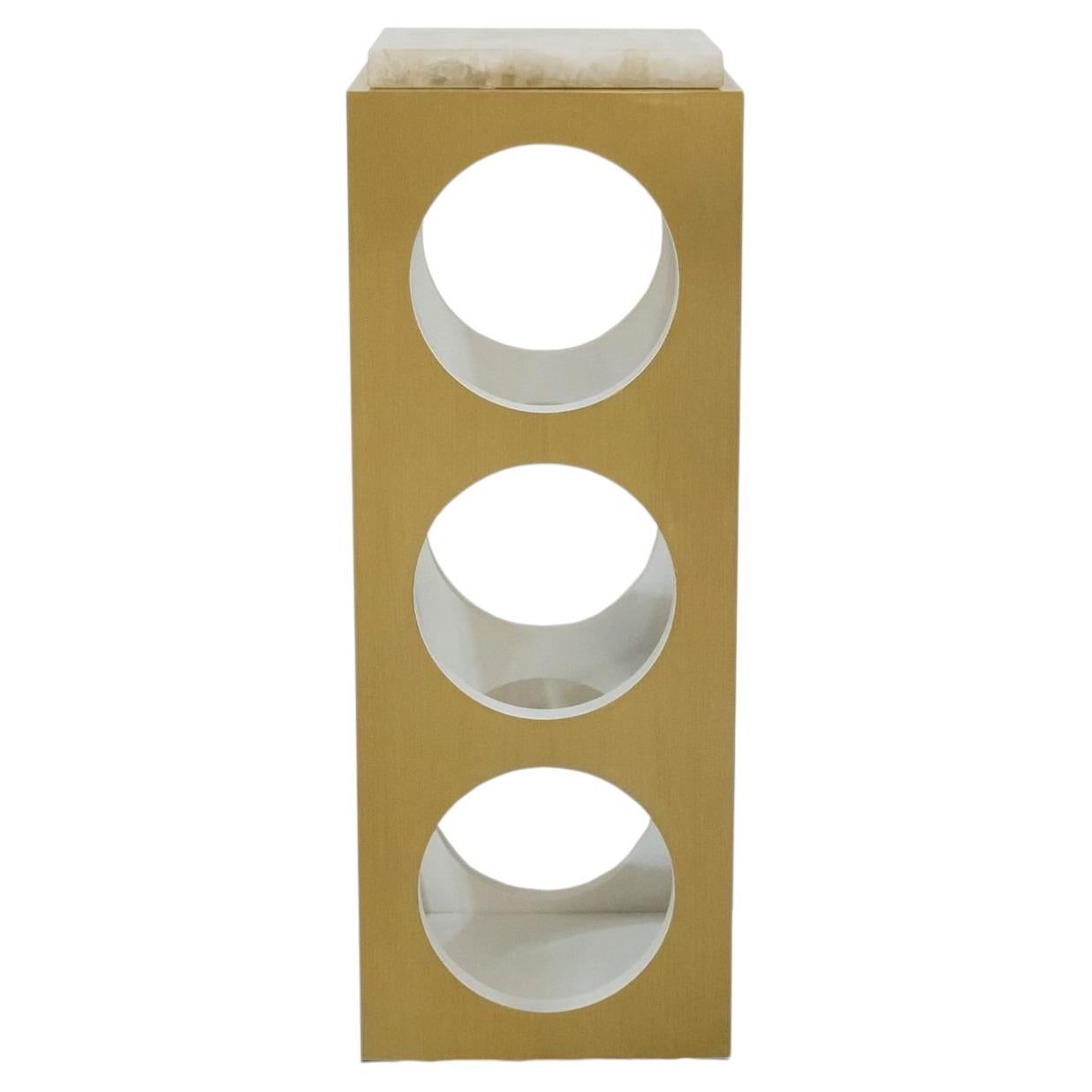 White Marble Stoplight Side Table For Sale