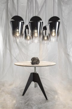 White Marble-Top Adjustable Height Screw Cafe Table,  900mm top