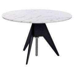 White Marble Top and Black Iron Base Adjustable Height Table, Tom Dixon