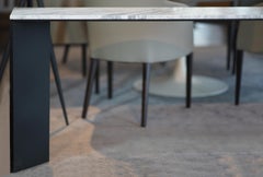 White Marble-Top Console with Metal base in Black Color