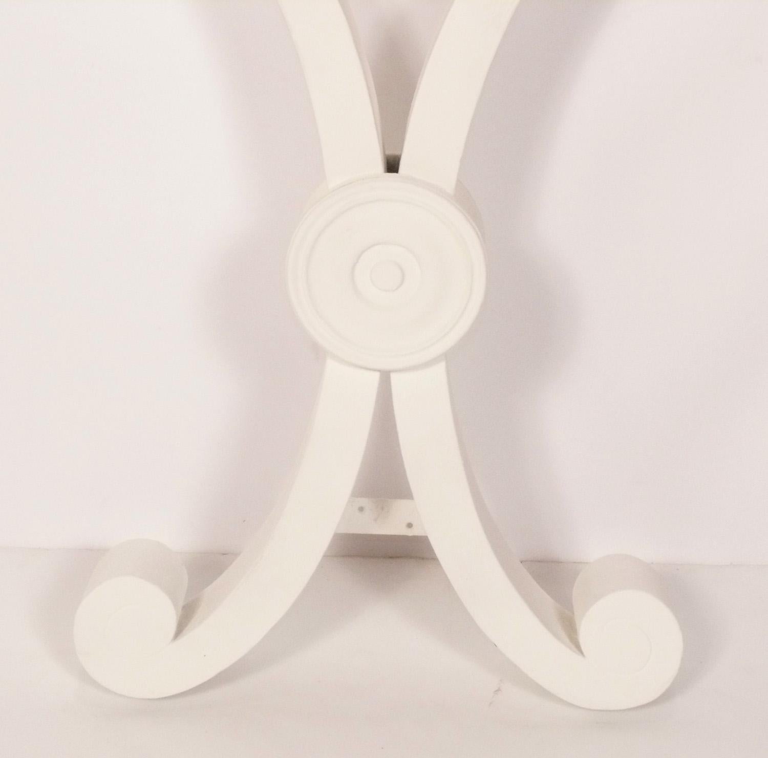 American White Marble Top Demilune Wall Console circa 1940s For Sale