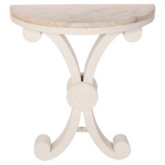Console murale Demilune à plateau en marbre blanc circa 1940s