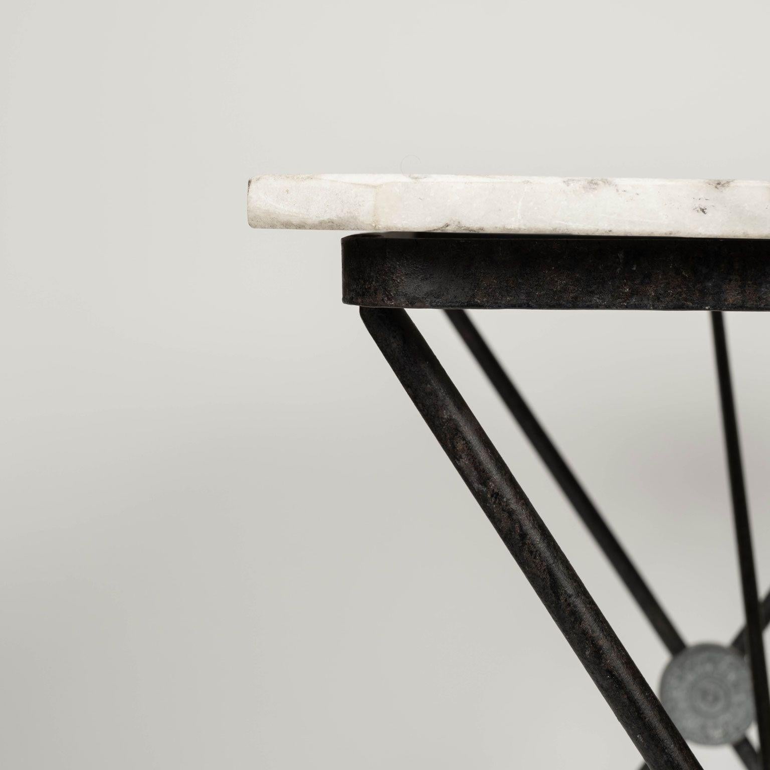 19th Century White Marble Top Iron Table For Sale