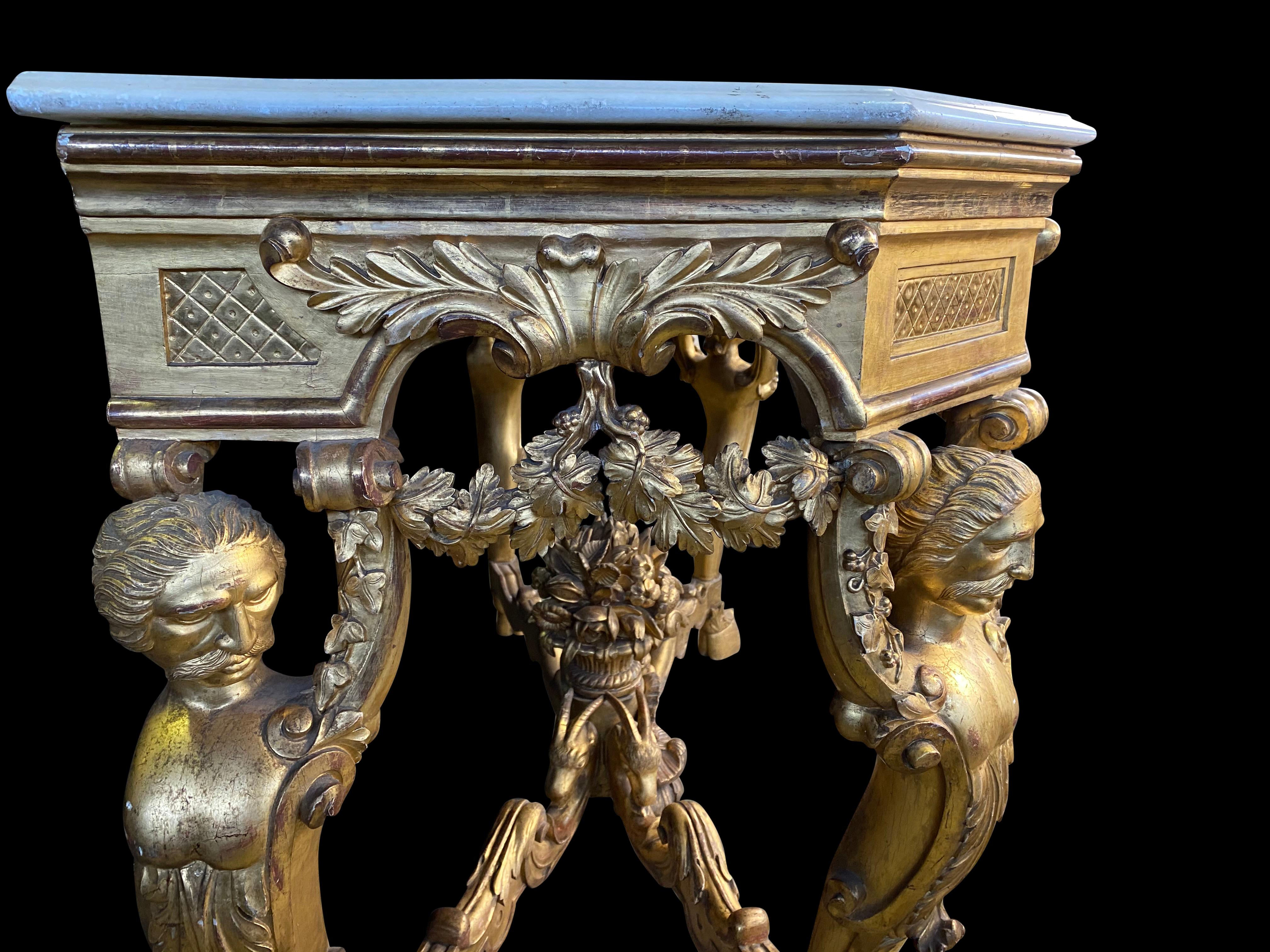 White Marble Top Italian Console, Rococo, 18th-19th Century For Sale 6