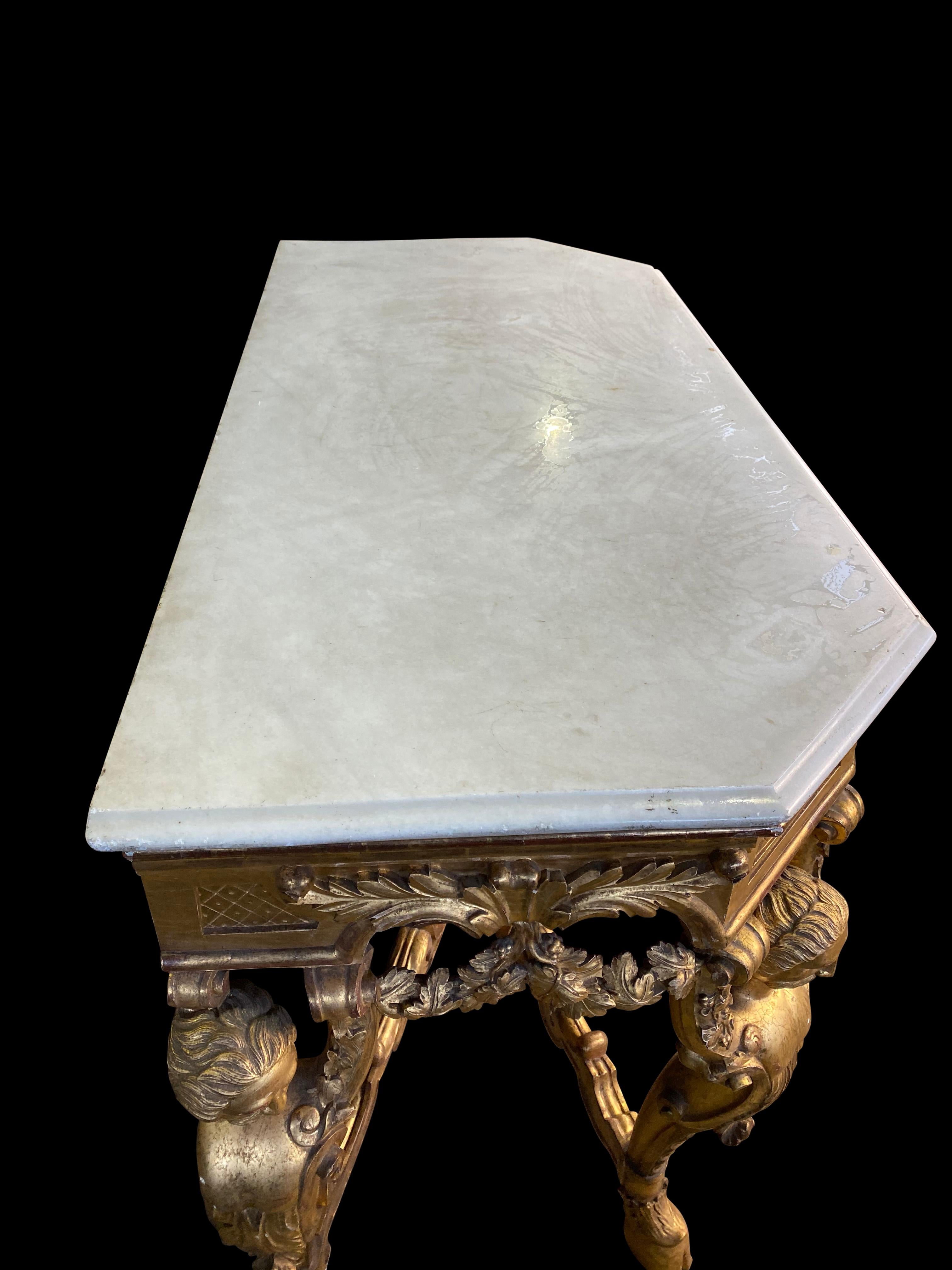 White Marble Top Italian Console, Rococo, 18th-19th Century For Sale 15