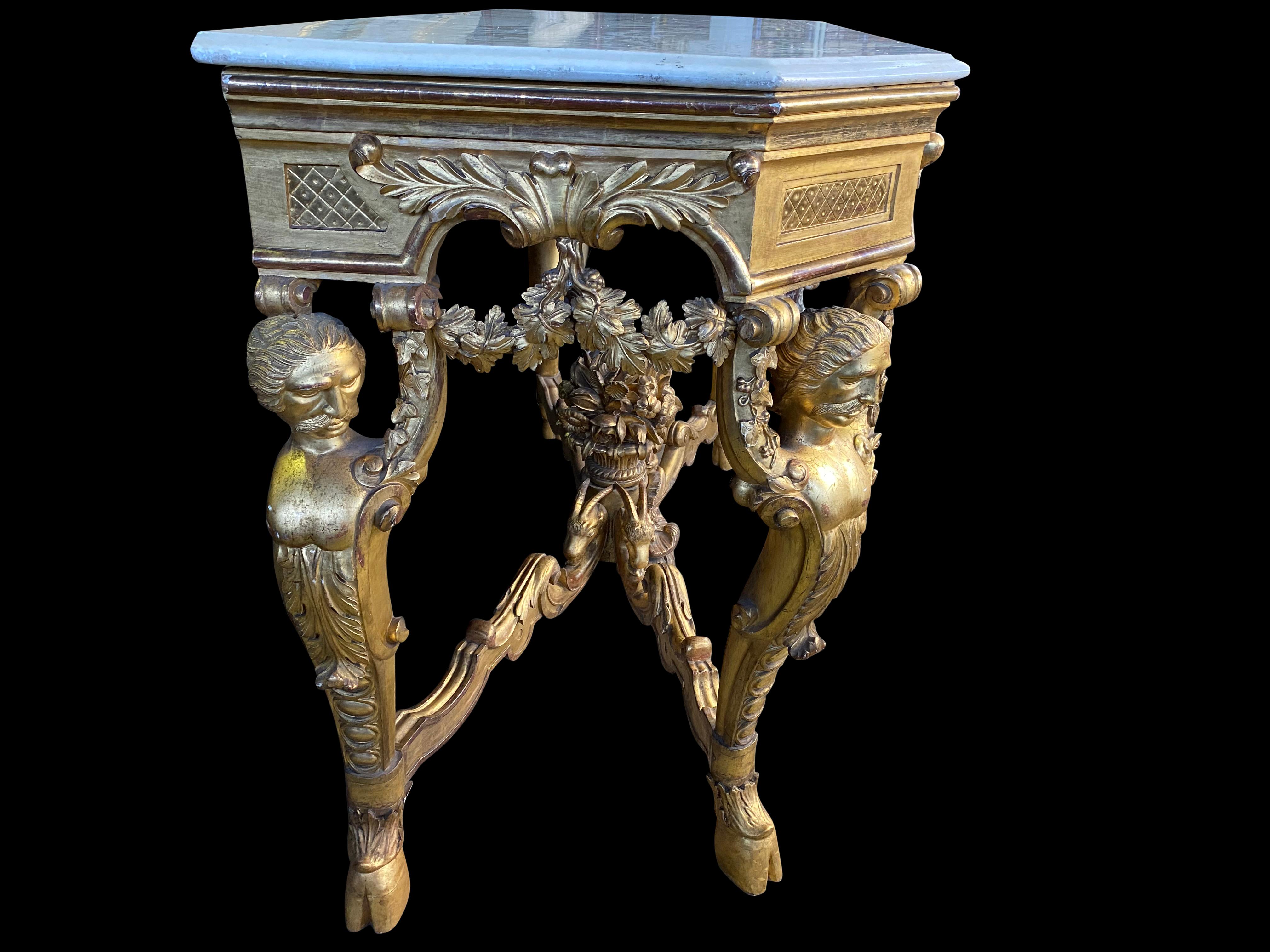 White Marble Top Italian Console, Rococo, 18th-19th Century For Sale 3