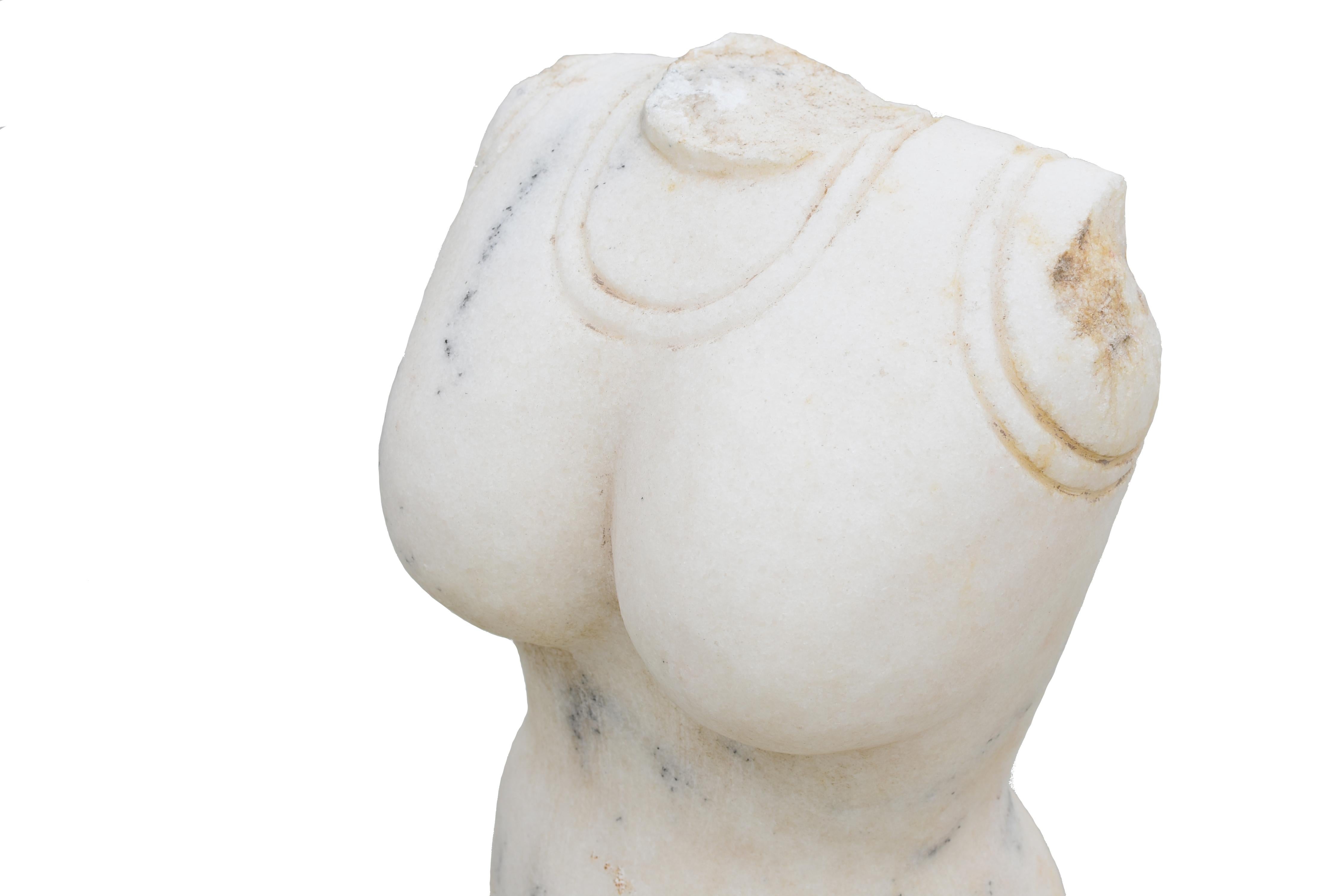 Italian White Marble Torso of Goddess For Sale