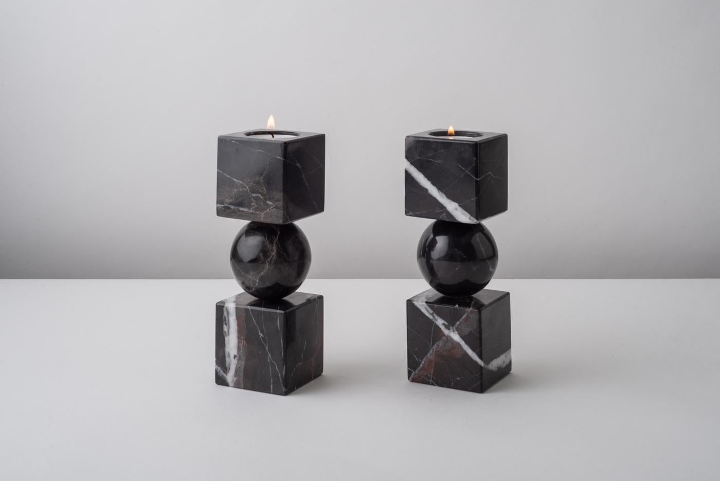 White Marble TOTEM Candle Holders For Sale 5