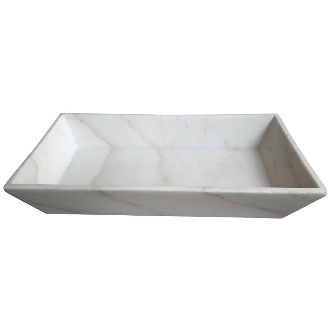 White Marble Tray from India For Sale