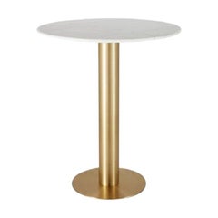 White Marble Tube Brass High Table