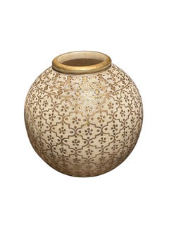 White Marble Vase With Printed Gold Overlay, India, Contemporary