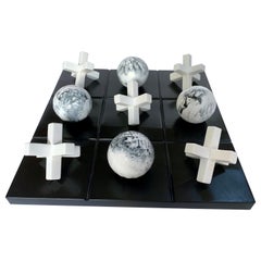 White Marbled Resin Tic Tac Toe by Paola Valle