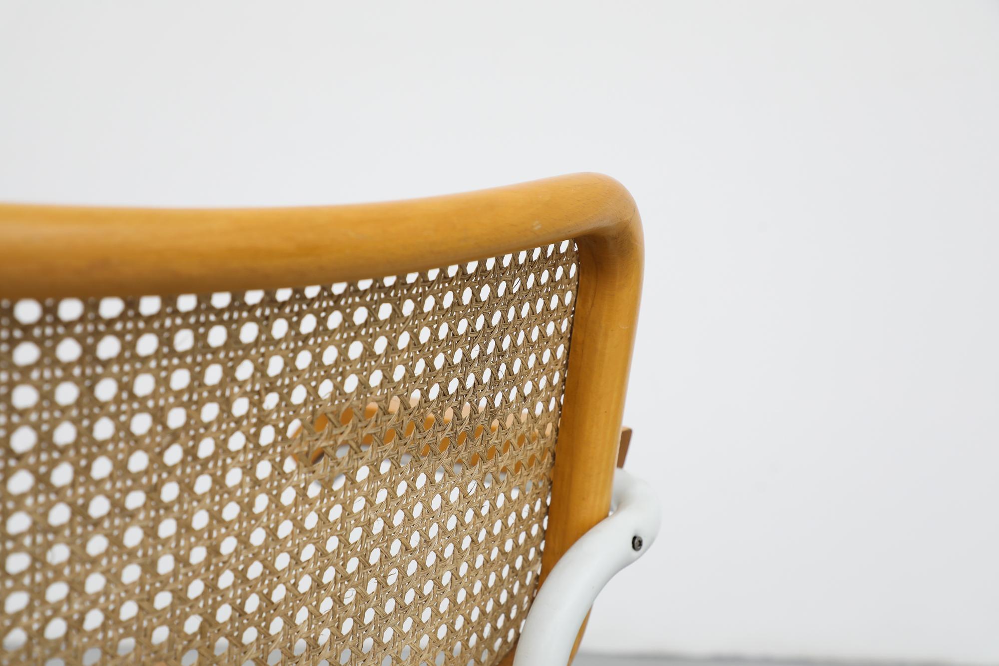 Metal White Framed Marcel Breuer 'B64' Cesca Armchair w/ Cane Seat by Gavina, c. 1960 For Sale