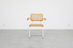 White Framed Marcel Breuer 'B64' Cesca Armchair w/ Cane Seat by Gavina, c. 1960