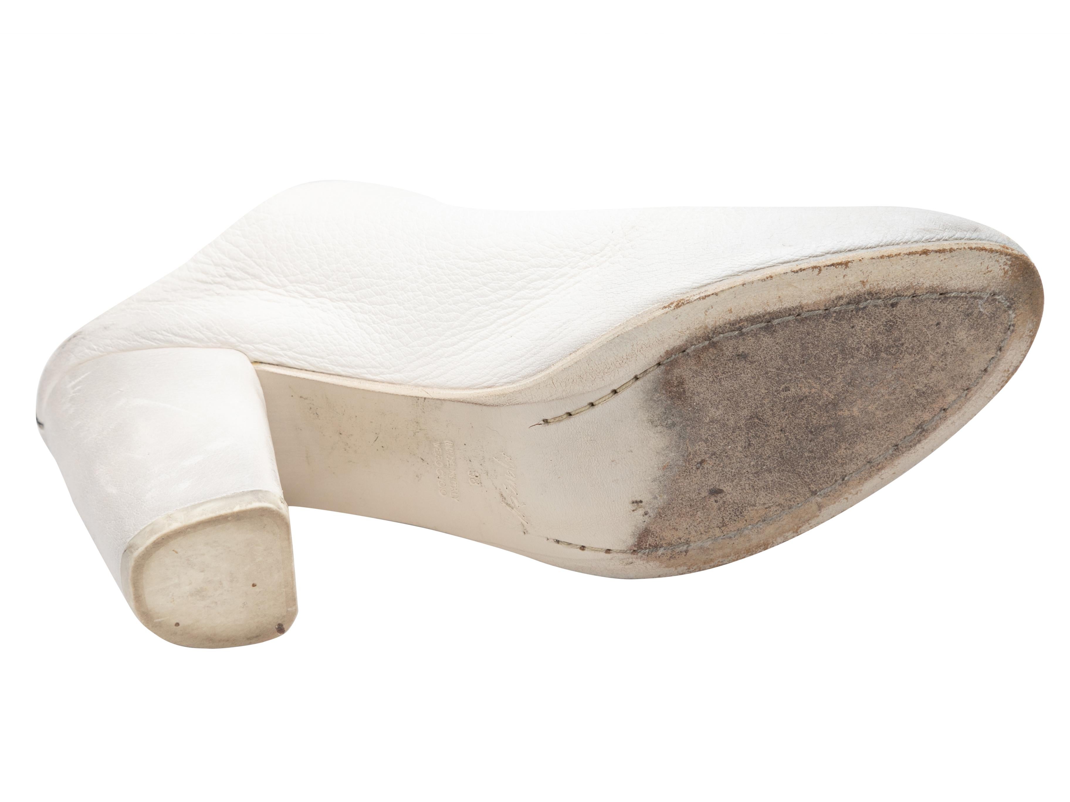 White leather heeled mules by Marsell. Block heels. 3