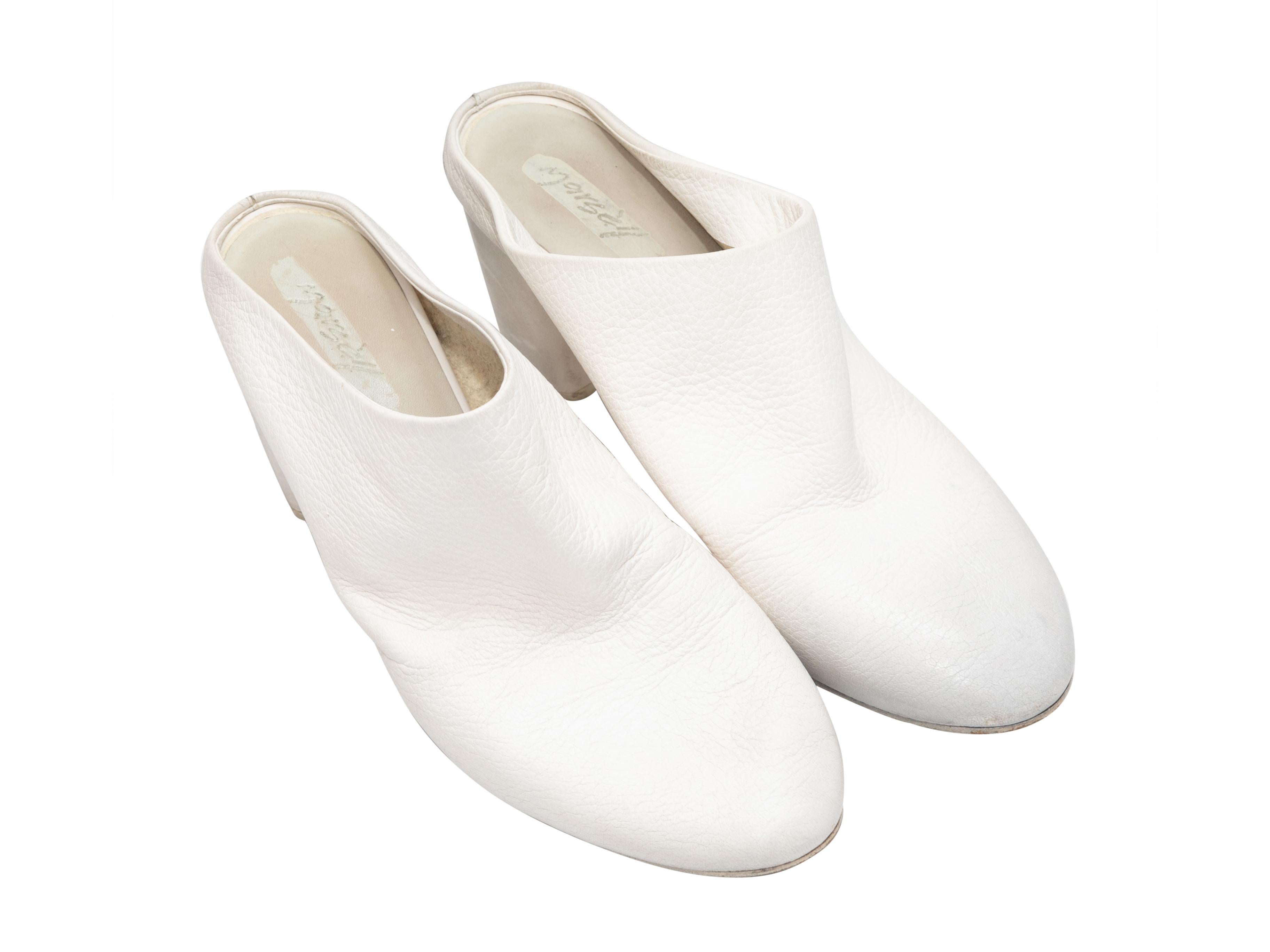 White Marsell Leather Heeled Mules Size 38 In Good Condition For Sale In New York, NY