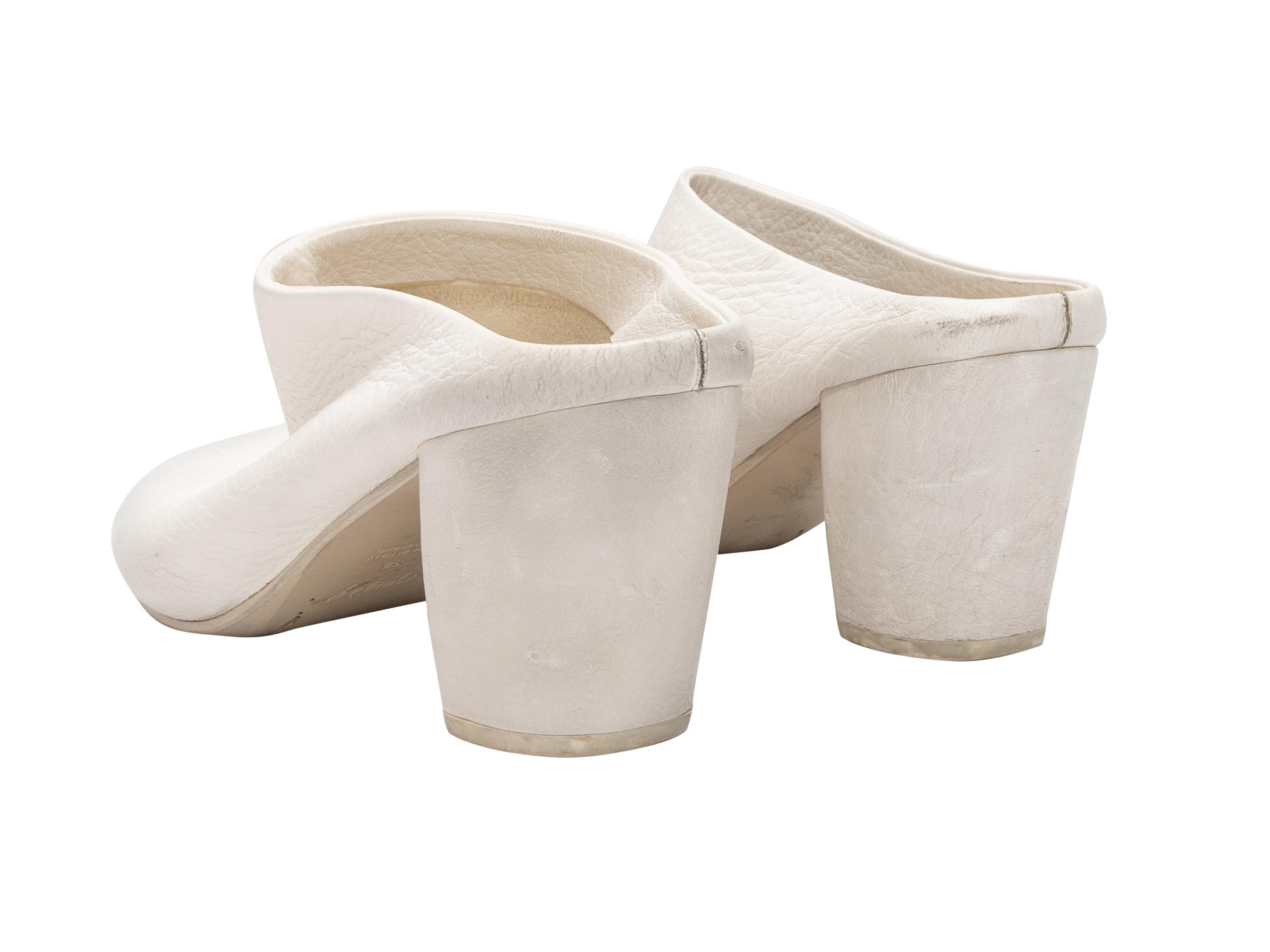 Women's White Marsell Leather Heeled Mules Size 38 For Sale