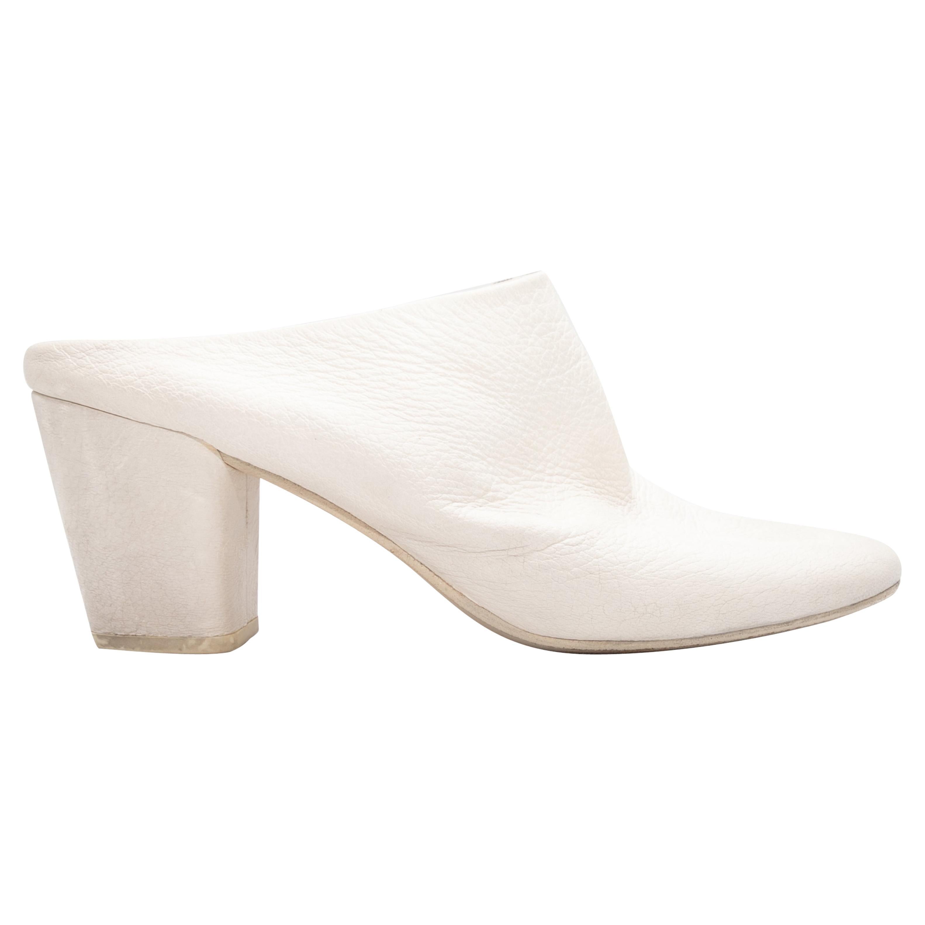 White Marsell Leather Heeled Mules Size 38