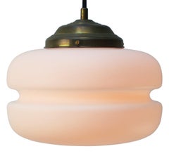 White Mat Opaline Glass Brass Vintage Pendant Lights