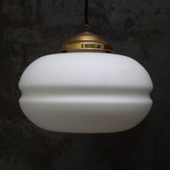 White Mat Opaline Glass Brass Vintage Pendant Lights