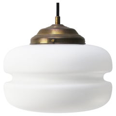 White Mat Opaline Glass Brass Vintage Pendant Lights