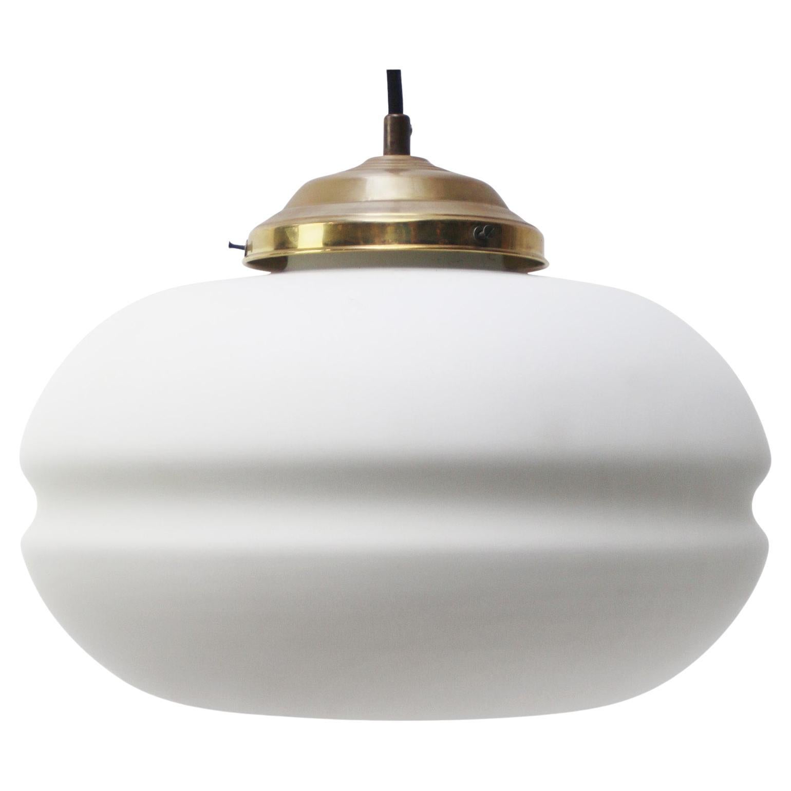 White Mat Opaline Glass Brass Vintage Pendant Lights