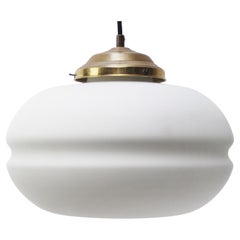 White Mat Opaline Glass Brass Vintage Pendant Lights