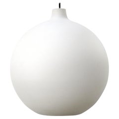 White Mat Opaline Glass Mid-Century Globe Pendant Light by Glashütte Limburg