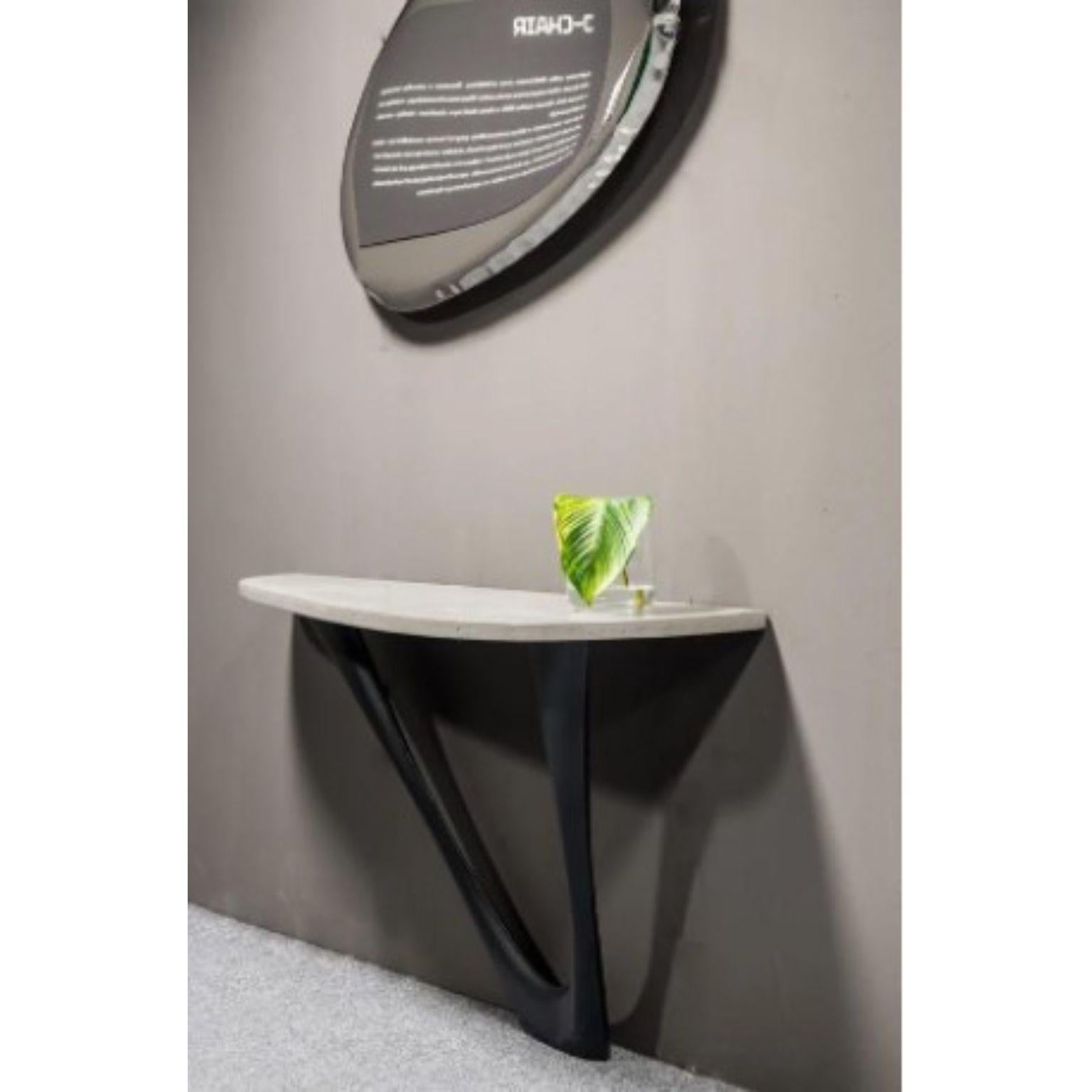 Organic Modern White Matt G-Console Mono Steel Base with Concrete Top by Zieta For Sale