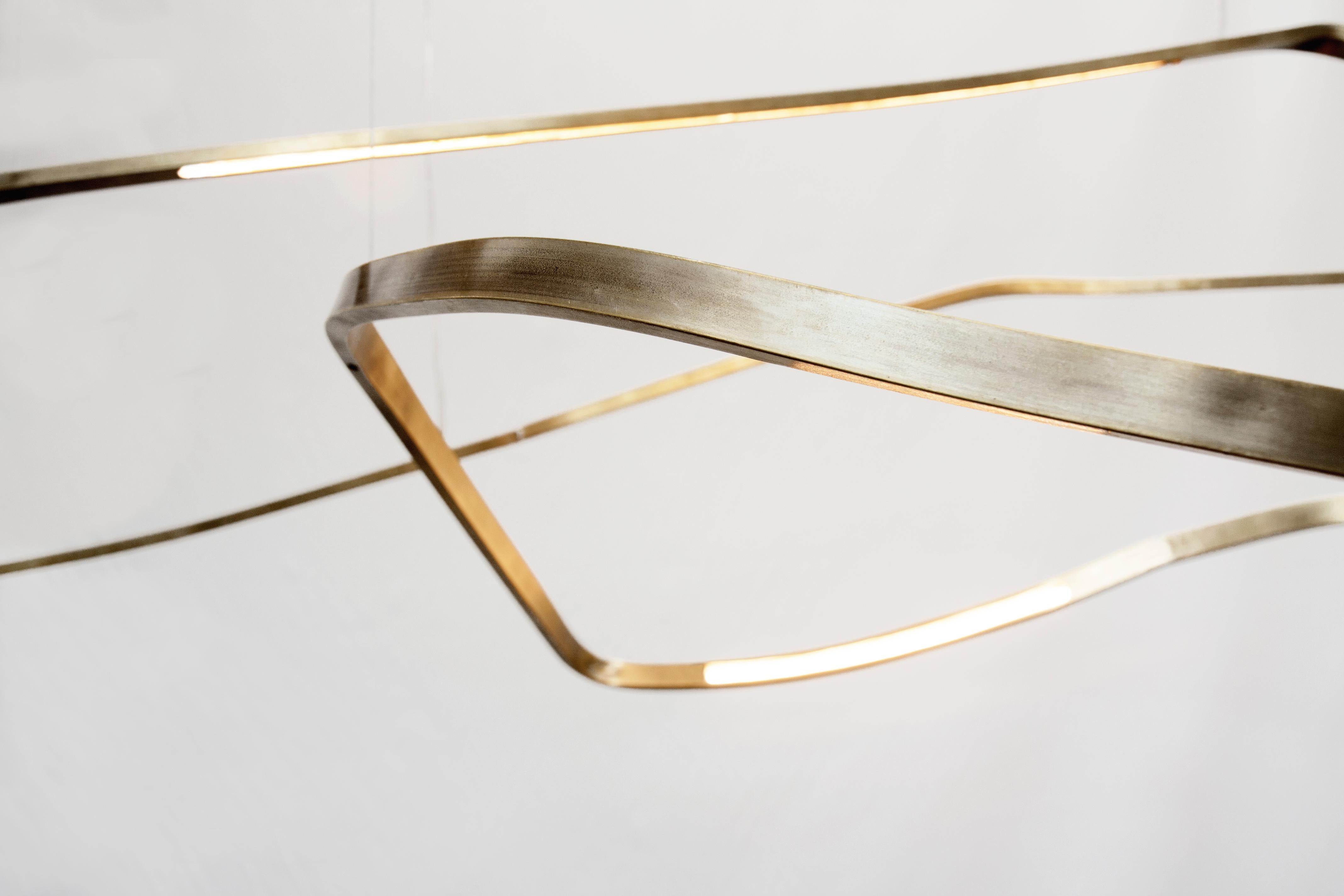 Italian White Matt Ophelia Brass Sculpted Light Pendant, Signed by Morghen Studio For Sale
