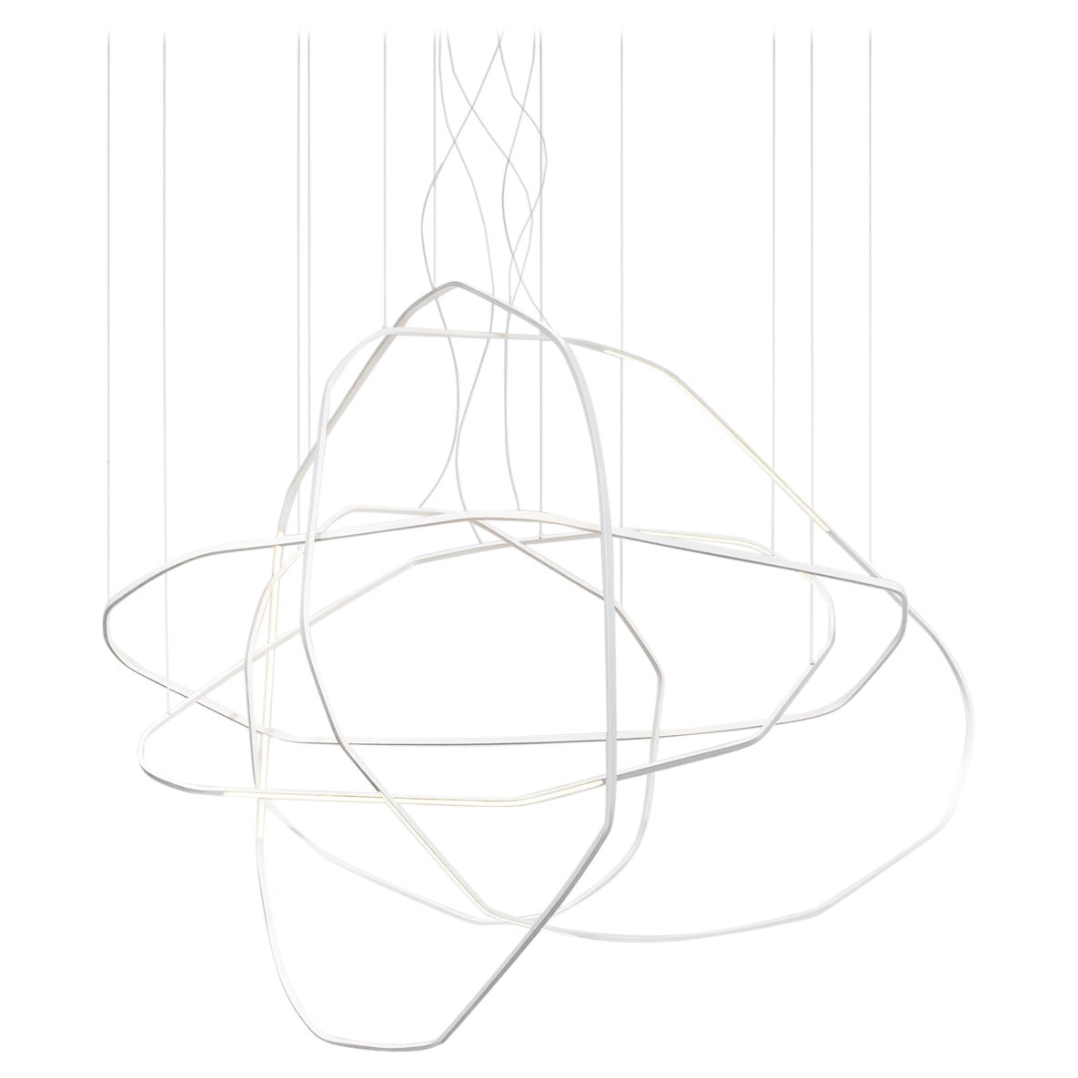 White Matt Ophelia Brass Sculpted Light Pendant, Signed by Morghen Studio