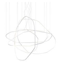 White Matt Ophelia Brass Sculpted Light Pendant, Signed by Morghen Studio