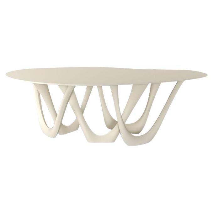 Skulpturaler G-Table aus weißem, mattem Stahl von Zieta