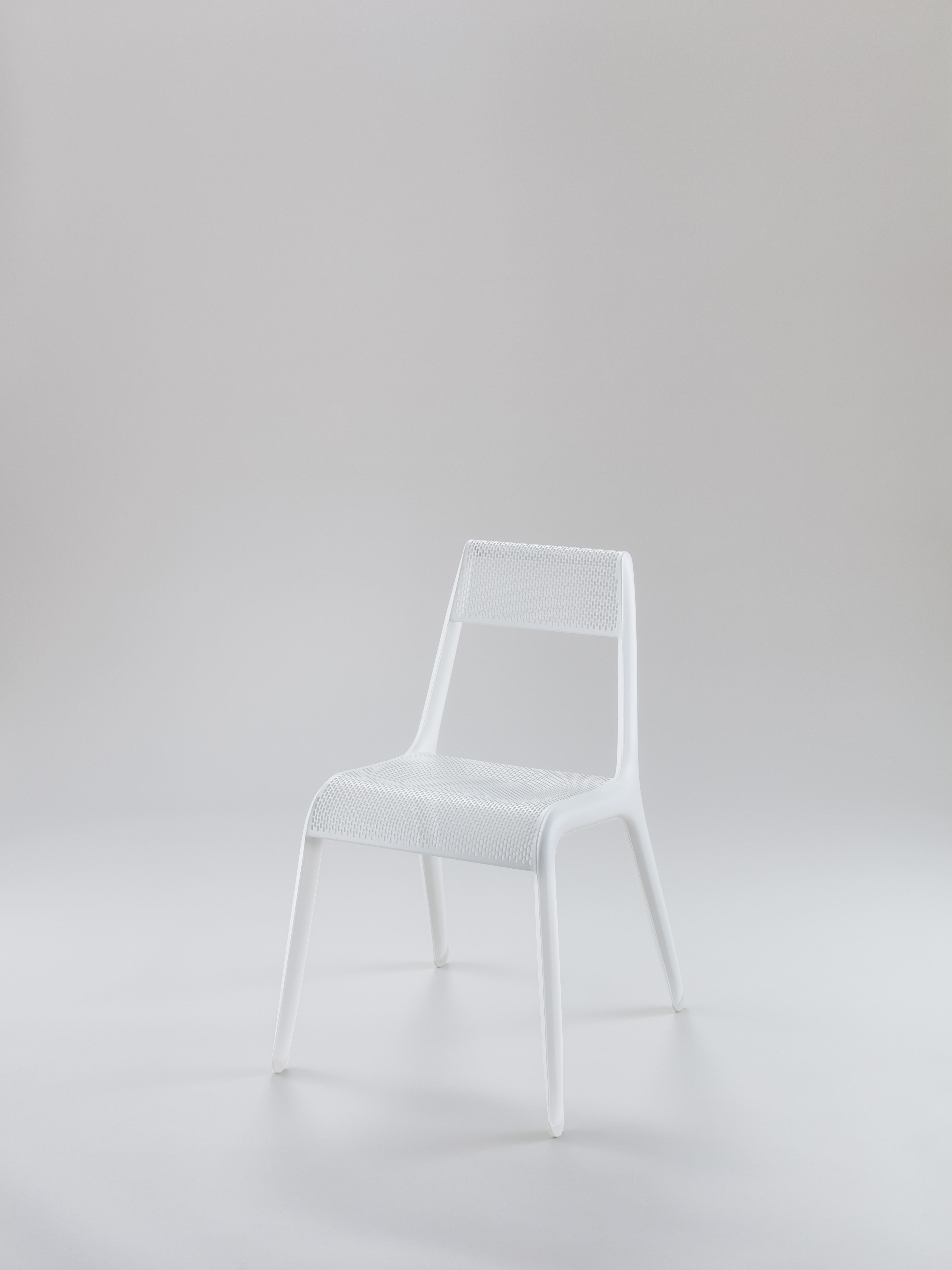 White Matt Ultraleggera Chair by Zieta
Dimensions: D 58 x W 49 x H 78 cm 
Material: Aluminum.
Finish: Powder-Coated.
Available in other colors. Also available in Leggera version. 


ULTRALEGGERA is a minimalist light metal chair. Thanks to its