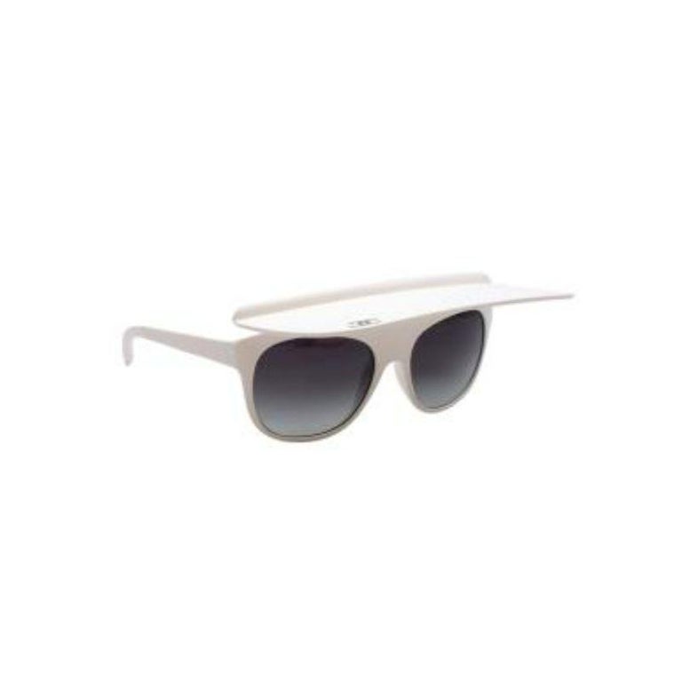 White matte acetate visor sunglasses For Sale at 1stDibs