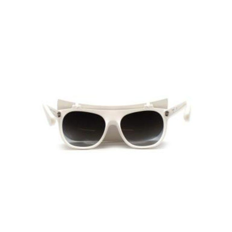 White matte acetate visor sunglasses For Sale at 1stDibs