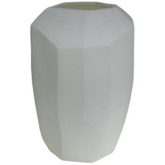 White Matte Glass Cubist Vase, Romania, Contemporary