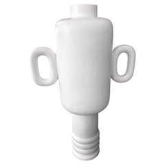 White Matte Glaze Large Two Handled Vase, France, Contemporary