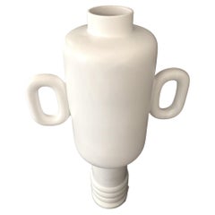 White Matte Glaze Large Two Handled Vase, France, Contemporary