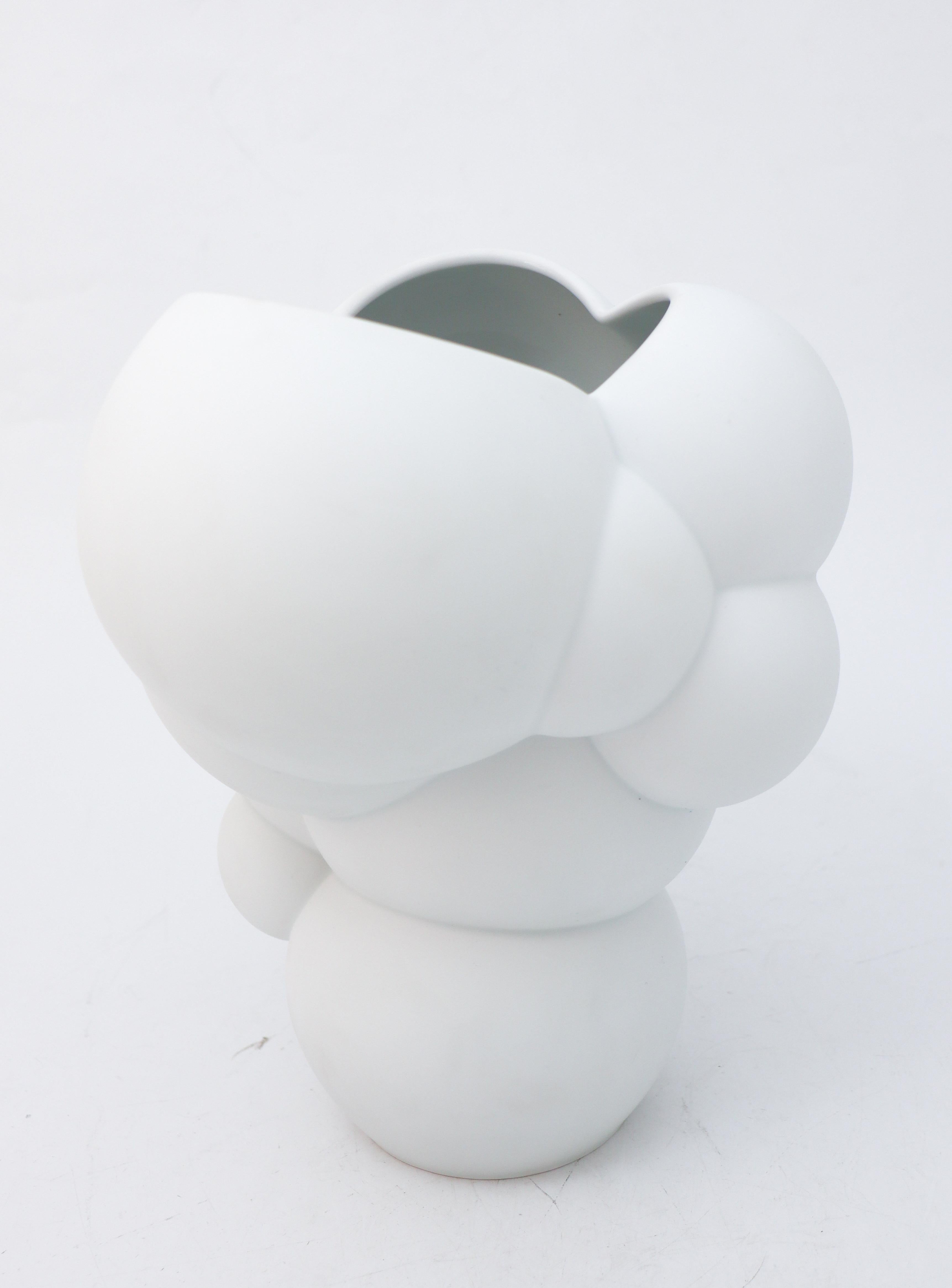 Swedish White Matte Porcelain Vase with Bubbles Cloud Rosenthal, Germany