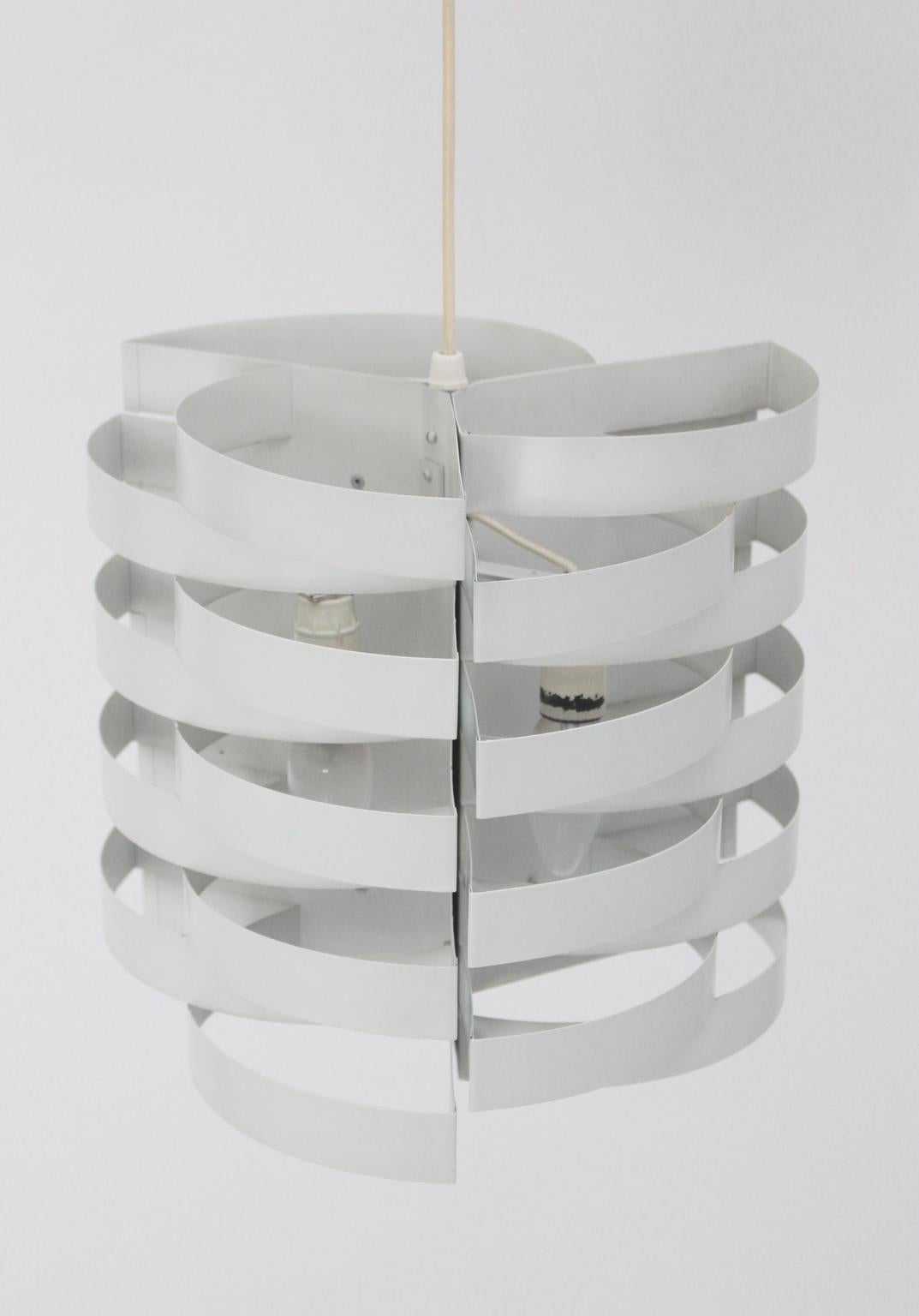 Mid-Century Modern White Metal Vintage Chandelier by Max Sauze France, 1970s