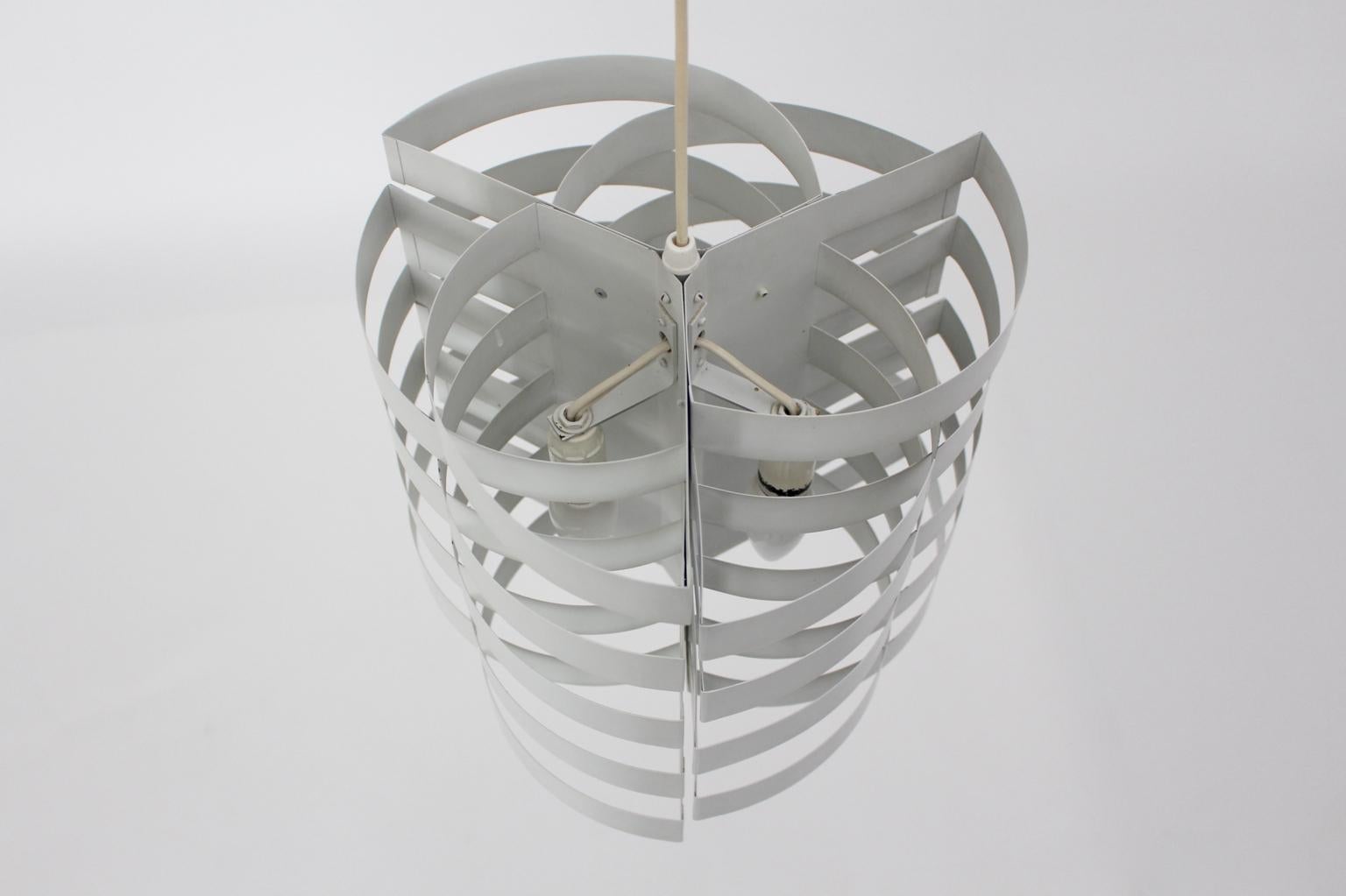 20th Century White Metal Vintage Chandelier by Max Sauze France, 1970s