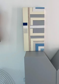 Painting "White grey Blue shadow Geometric Modern Canvas by Cecilia Setterdahl