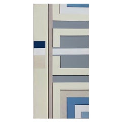  Painting "White Maze" 2011 Blue Geometric Modern Canvas by Cecilia Setterdahl