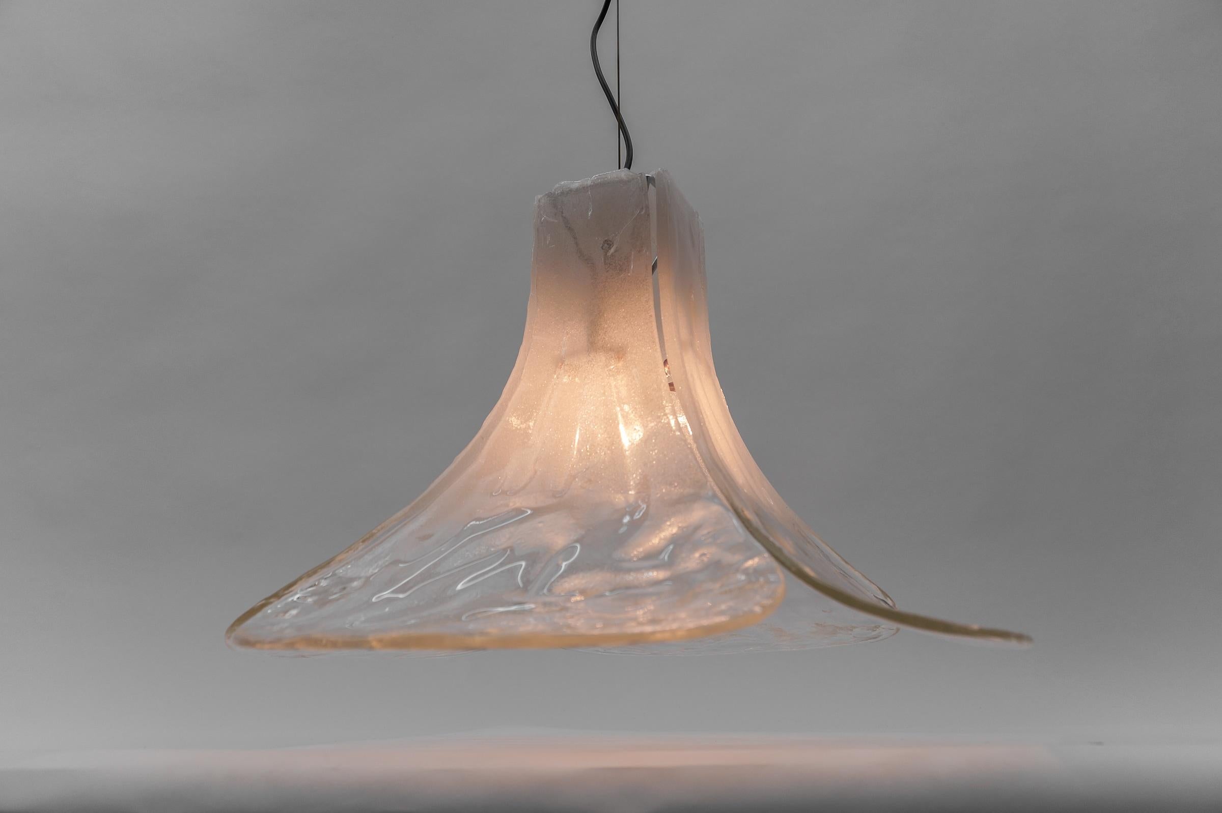 German White Mazzega Pendant Lamp by Carlo Nason for J.T. Kalmar in Murano Glass, 1970s For Sale