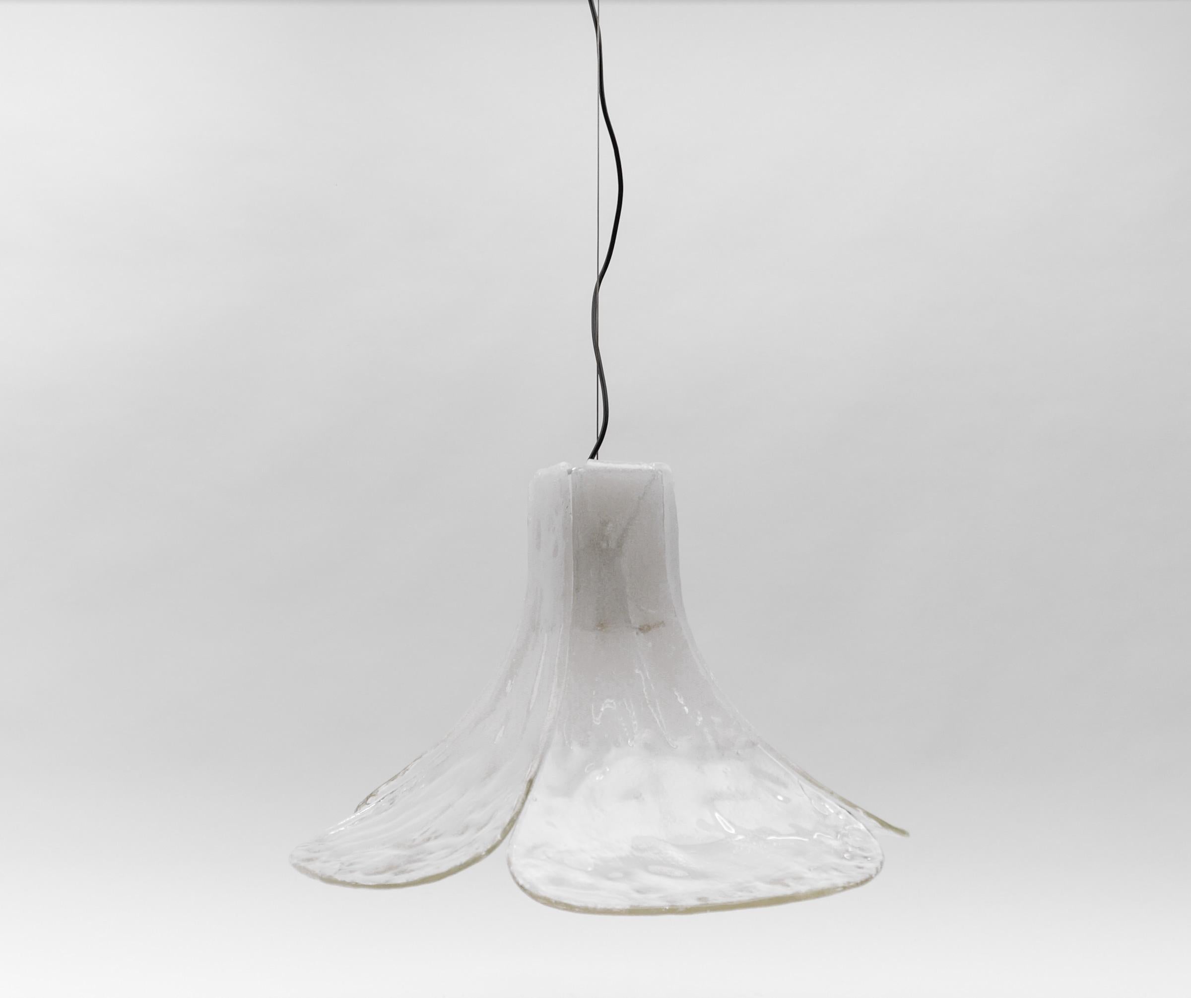 White Mazzega Pendant Lamp by Carlo Nason for J.T. Kalmar in Murano Glass, 1970s For Sale 1