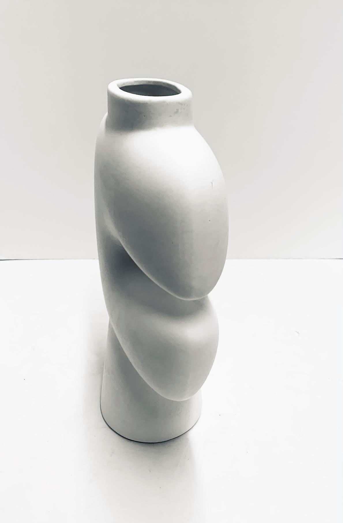 Chinese White Medium Size F Shaped Danish Design Vase, China, Contemporary For Sale