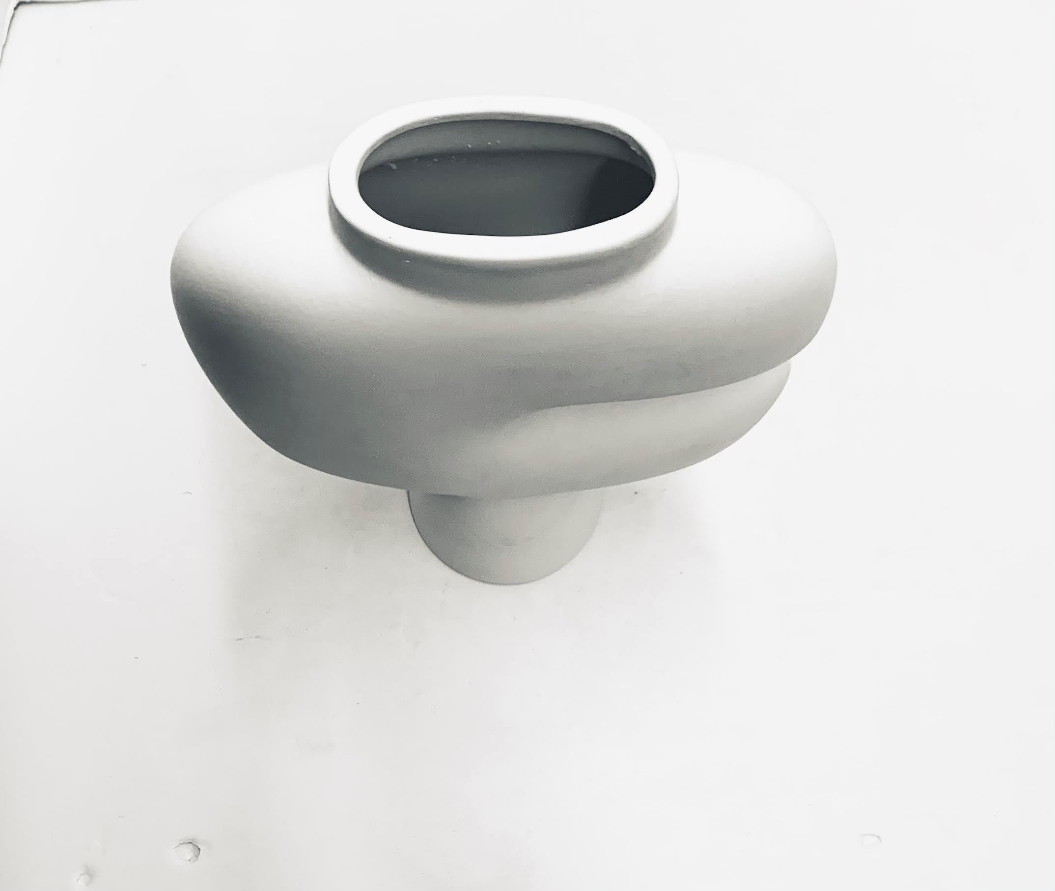 Ceramic White Medium Size F Shaped Danish Design Vase, China, Contemporary For Sale
